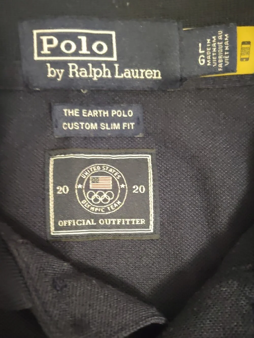 Polo by Ralph Lauren Navy Polo with White Pony and Red Sleeve Patch